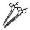 Napsun 6.0-inch Black Gold Tiger Left-Handed Hairdressing Scissors: Straight, Serrated, Thinning Shears (07-1)