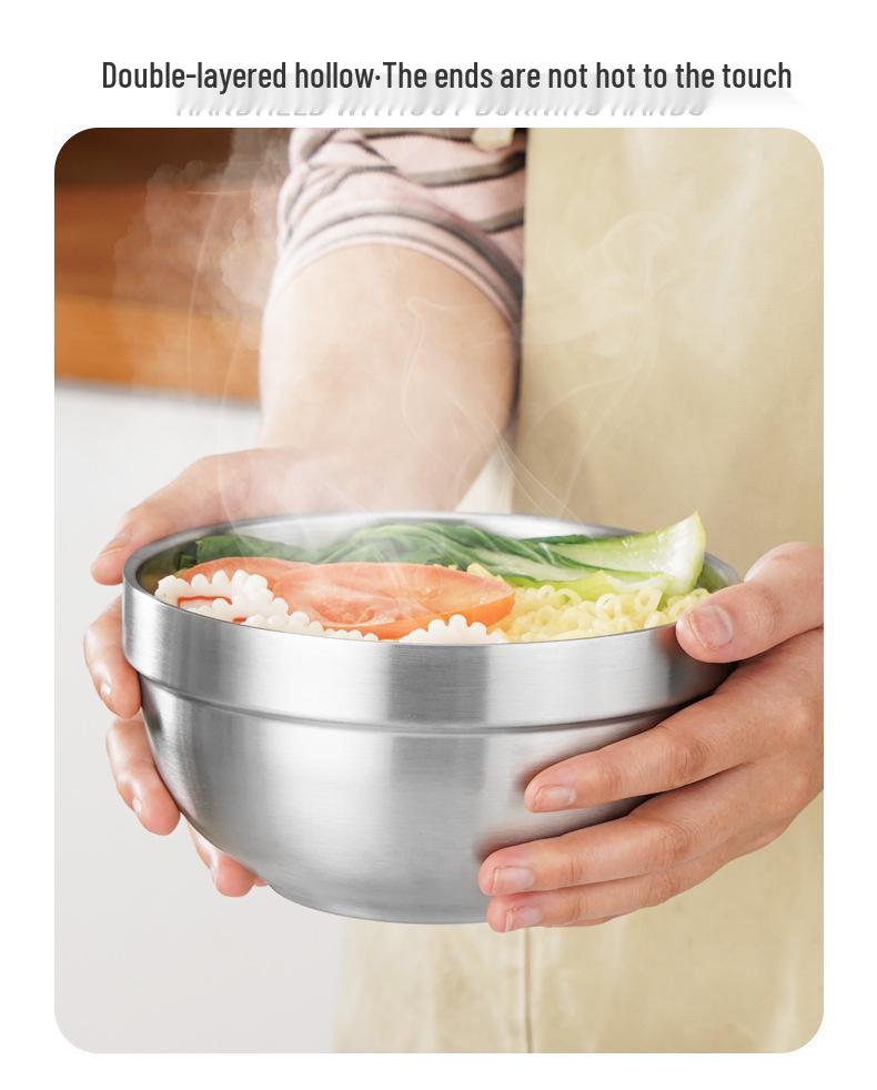 Hongjunda 316 Stainless Steel Double-Layer Anti-Scald Noodle and Soup Bowl