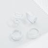 4pcs White Rings Set for Women Metal Geometric Opening Adjustable Ring Trendy Punk Jewelry