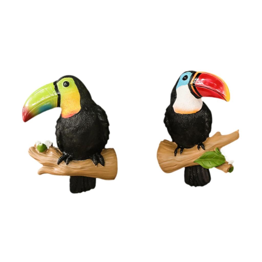 2 Pieces Parrot Tree Hugger Ornament Garden Statue Resin Yard Art Decor