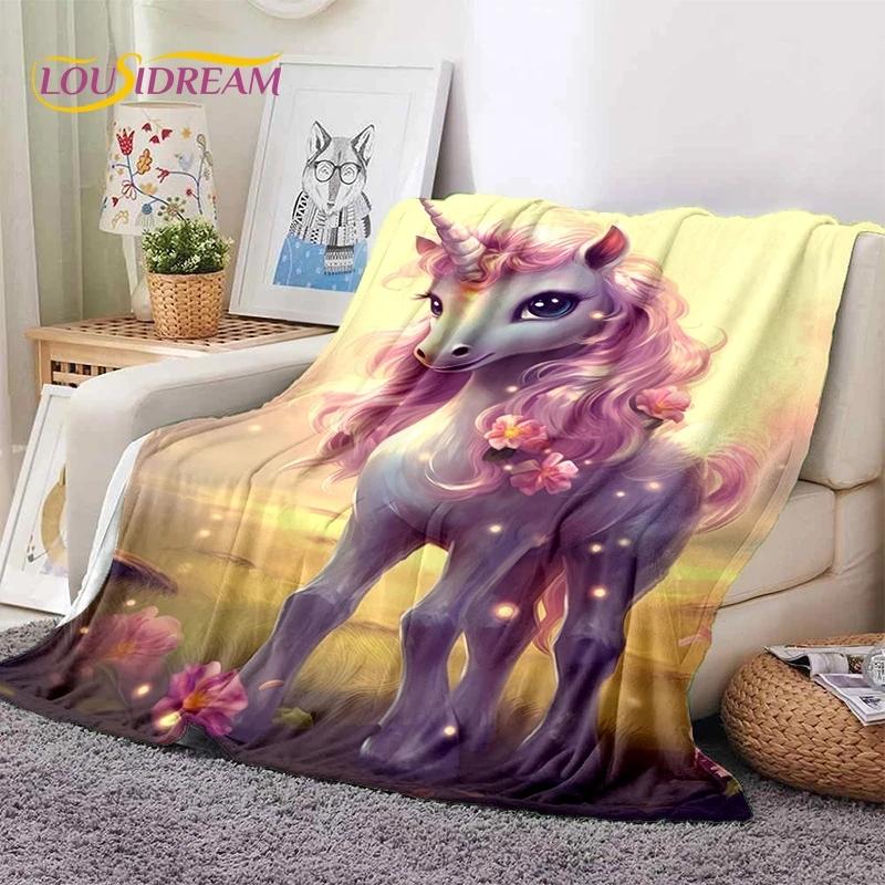 3D Cute Dream Unicorn Cartoon Girl Soft Flannel Blanket for Beds Bedroom Sofa Picnic,Throw Blanket for Outdoor Leisure Nap Gift