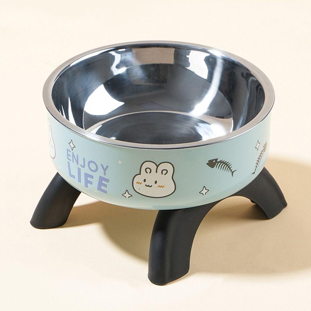 Neck Protection High-Legged Pet Bowl Cartoon Printed Cat Elevated Bowls  for Cats Dogs