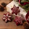 Velvet Flocked Xmas Tree Ornaments Burgundy Christmas Ornaments Glitter Sequins Icicle/Star Hanging Snowflake Baubles