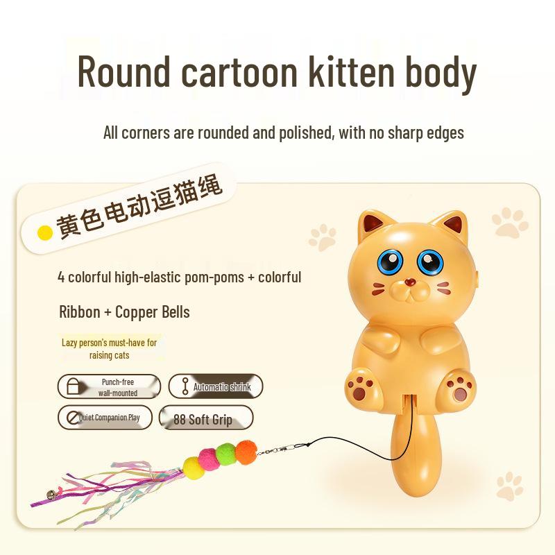 Manufacturer Electric Retractable Cat Teasing Toy with Feather & Bell