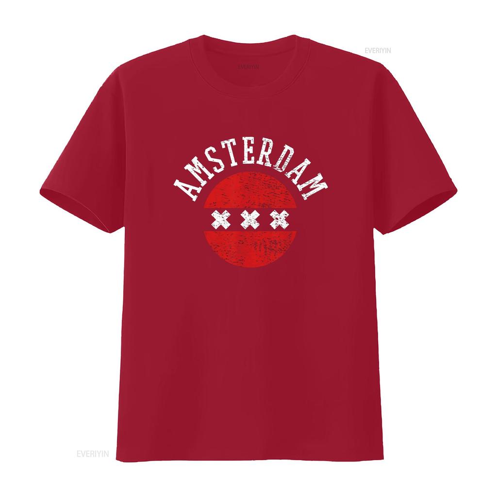 Maglietta Amsterdam vintage Lavata Traspirante abbigliamento firmato Top Leggermente Versatile Per l'Uso Quotidiano Unisex Comodo
