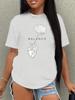 Womens Casual Tshirt with Round Neck Graphic Print BALANCE with Brain and Heart Summer Sleeved Harajuku Streetwear Tops Tees