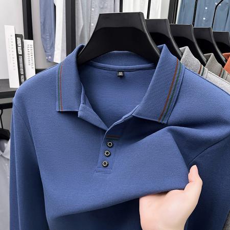 Striped Printed Men s Lapel Collar Long Sleeve T-Shirt Autumn Men spolo M