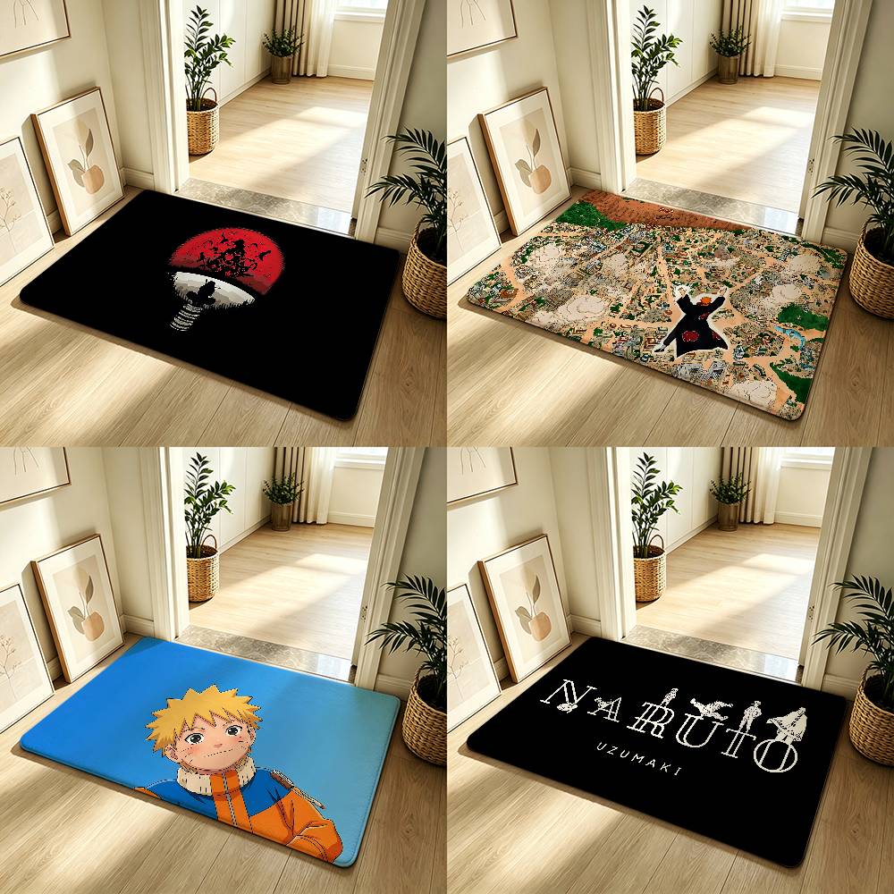 Anime N-Naruto Cool Carpet Bathroom Anti-slip Mat Door Mat Home Decoration Mat Entrance Door Mat Scratch-resistant Door Mat