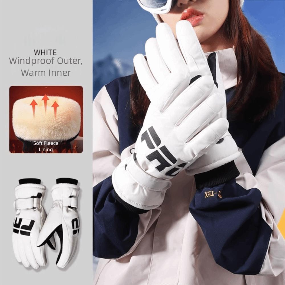 

Keep Warm Cold-proof Gloves Solid Color Winter Mittens Fashionable Warm Skiing Gloves Men белый