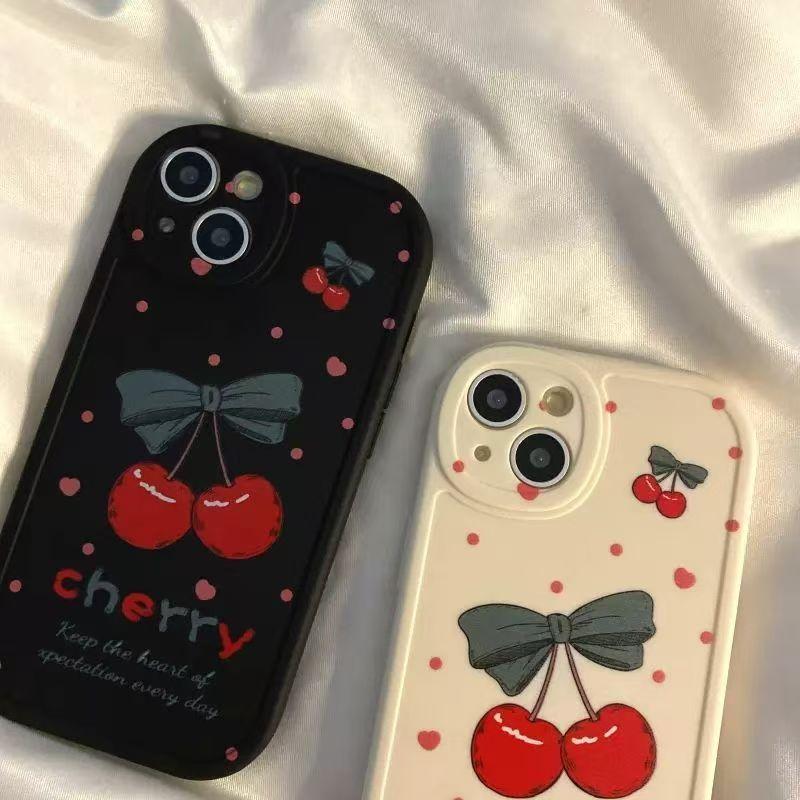 Oil painting love bow cherry for apple 11/11/11 pro mobile phone case 11promax11/11/11X