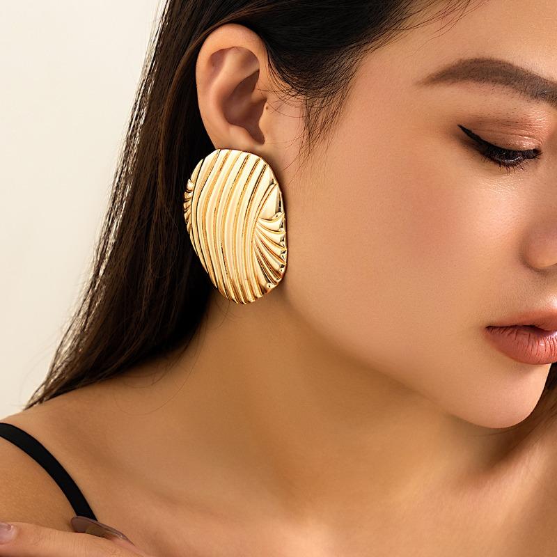 Fashion Jewellery Gift Shell Ocean Chunky Earring Trendy 2024 Gold Silver Color Exaggerated Large Piercing Earrings Geometric