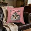 1pc Cute Cat Pink Cushion Cover Pillowcase For Sofa Bedroom Home Decor Soft Comfortable Throw Pillow Case
