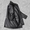 Chinese Size Long Jacket Men Genuine Leather Wind Coat Classic Black Plus Size Cowhide Jacket Casual Leather Cloth