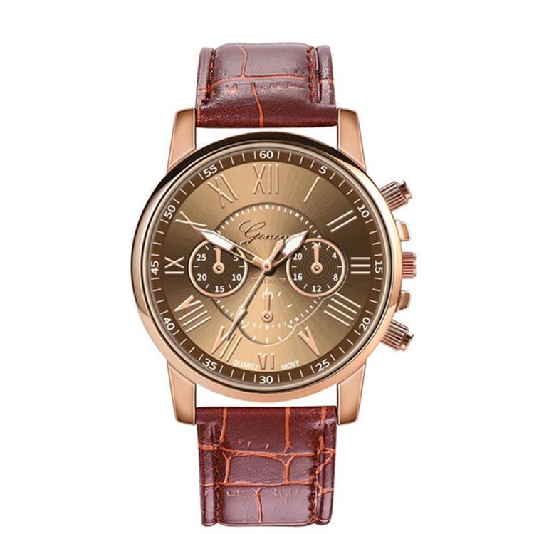 Geneva Watch With Colorful Dial And Leather Strap Casual Style Quartz Wristwatch For Men And Women 28003 Bamboo Strap)