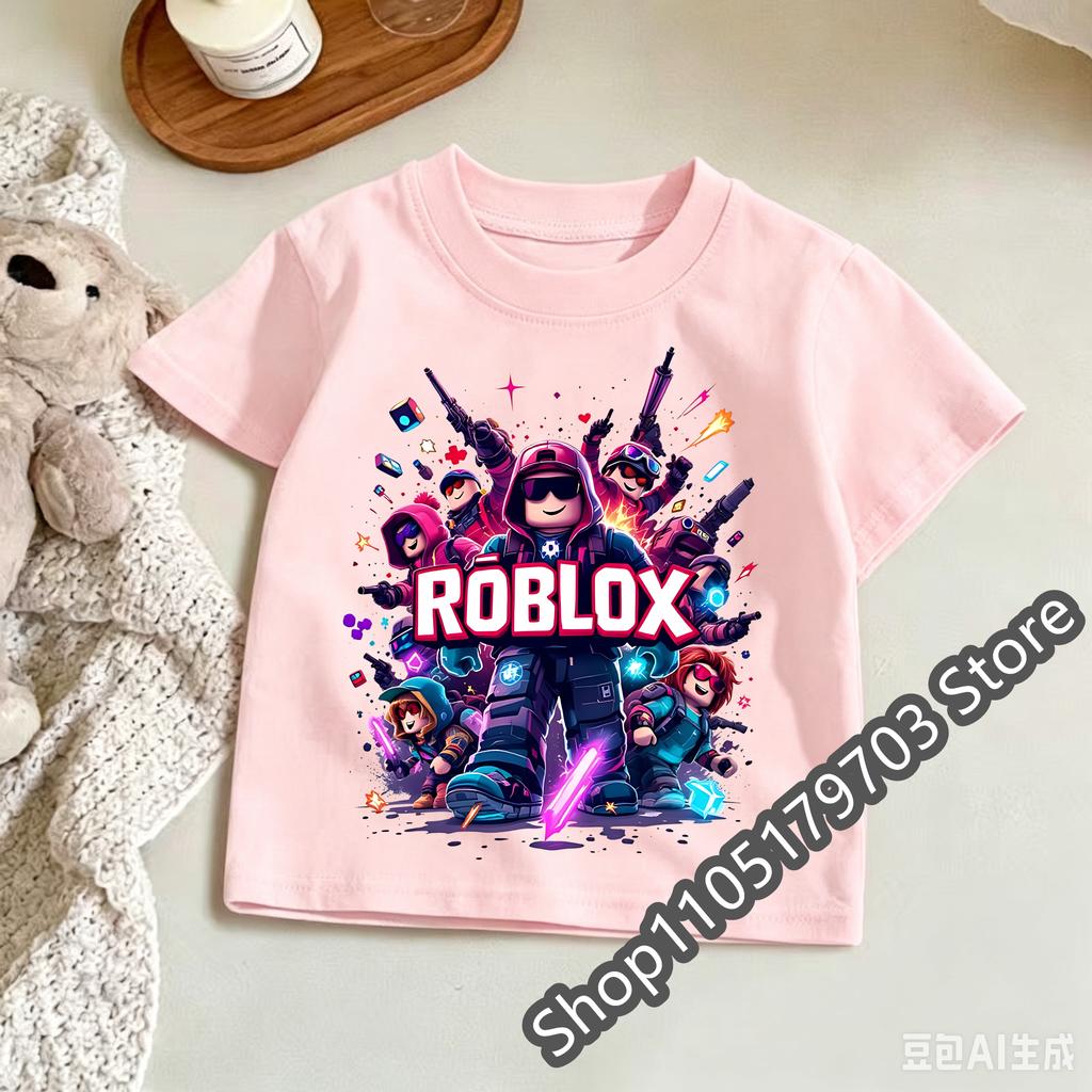 2026 Roblox T Shirt for Kids Summer Fashionable Short Sleeve Tee Boys Girls Casual Gaming Print Soft Childrens Tops