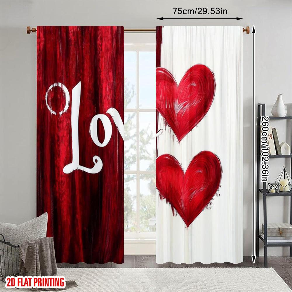 2pc  2D plane printing Curtain Fabric Love Harmony Versatile Fabric (without rod) Versatile All Perfect for Bedroom   Kitchen