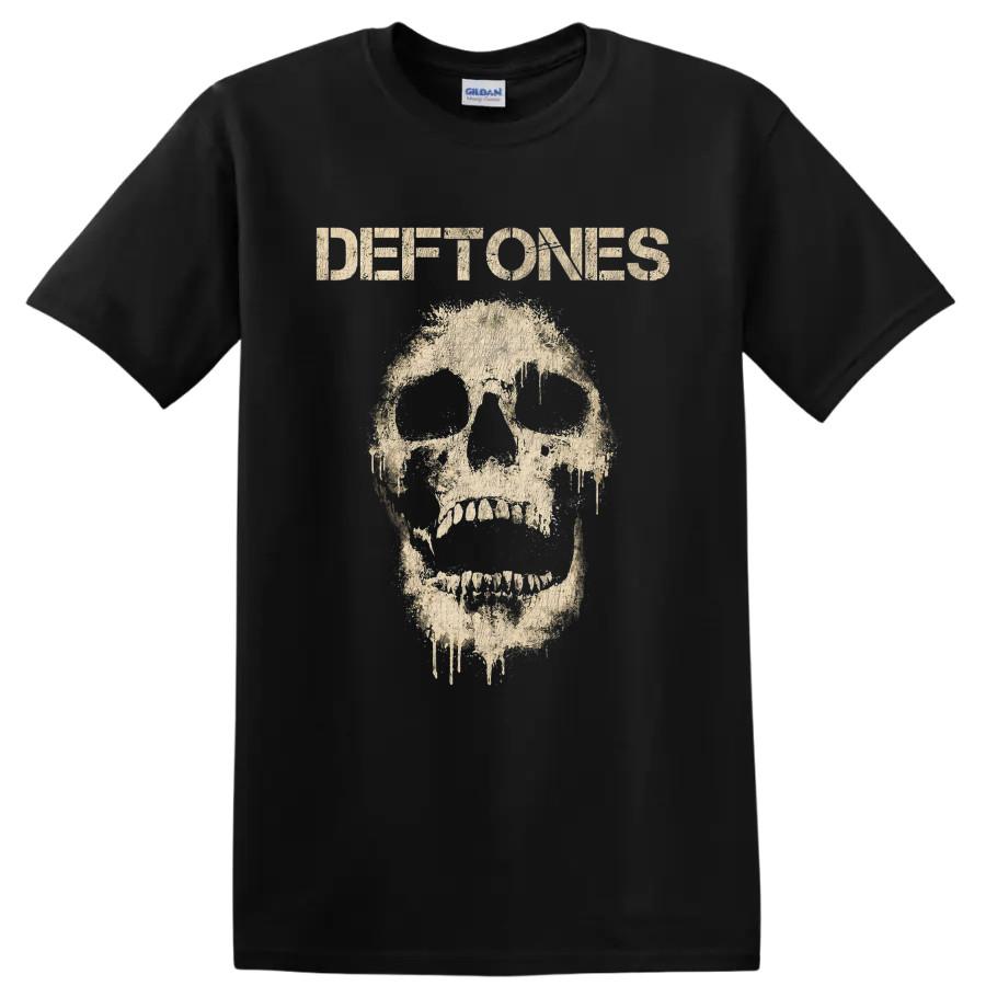 Deftones Skull Graphic T Shirt Distressed Rock Band Gothic Horror Vintage Style