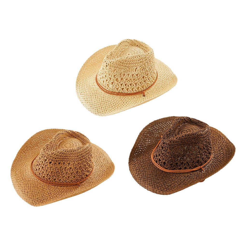 Wide Brim Western Sun Hat Breathable And Waterproof For Outdoor Adventures PP Outdoor Straw Hats Cowboy Hat Beach Cap