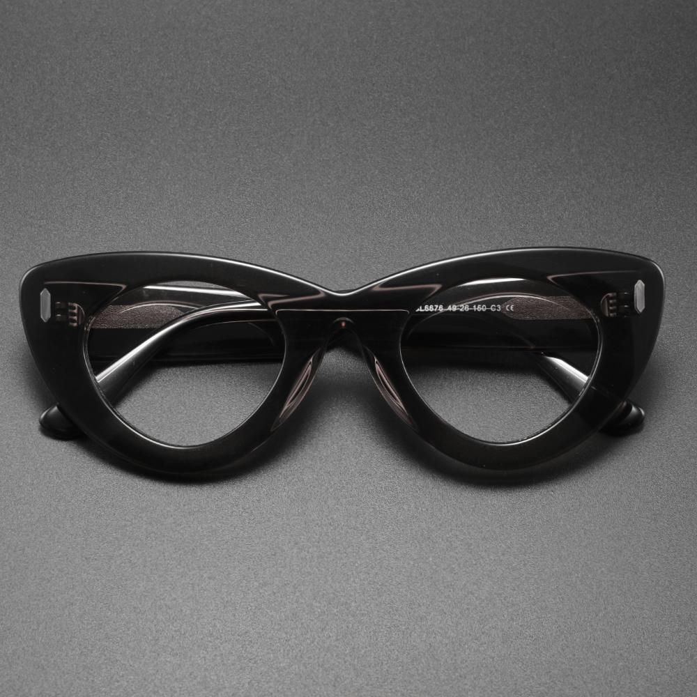 

Thick Handmake Acetate Frame Women Fashion Cat Eye Polarized Sunglasses Brand Designer High Quality Optical Prescription Glasses