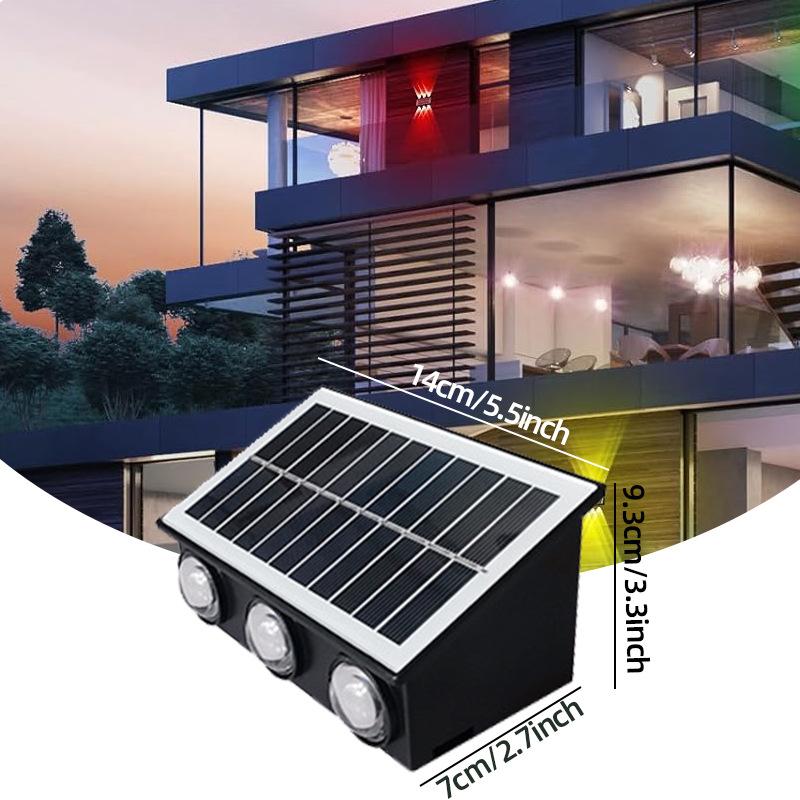 Solar Powered Outdoor RGB LED Lights Waterproof Wall Sconces Fence Lights Up Down Lighting for Deck Patio Yard Garden Decor