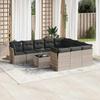 11 piece Garden Sofa Set with Cushions Light Grey Poly Rattan