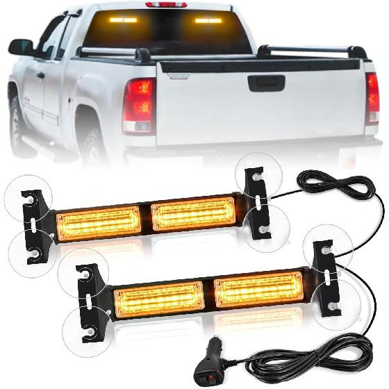 Nilight 40LED Amber Emergency Strobe Traffic Advisor Light Bar with Suction Cups Dash Safety Warning Hazard Flashing Lights Interior Front/Rear