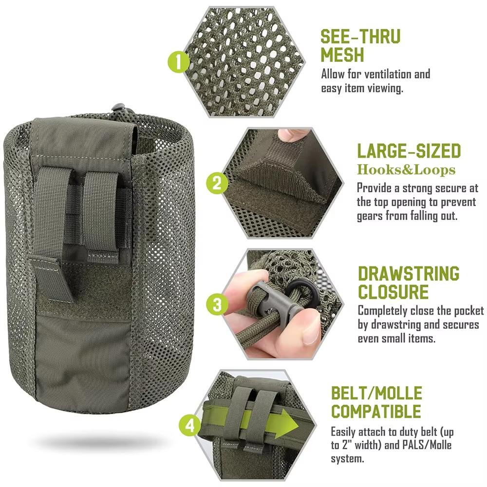 1pc Tactical Foldable Waist Bag Dump Pouch Outdoor Sports Camping Hiking Storage Bag Mini Mesh Bag EDC Utility Hunting Bag