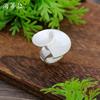 New enamel matte white conch flower elastic ring women's simple high-end geometric flower ring