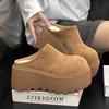 Women's 2025 Autumn/Winter New Retro Plush Thick Bottom Slippers for External Wear, Height Increasing Anti Slip Baotou Slippers