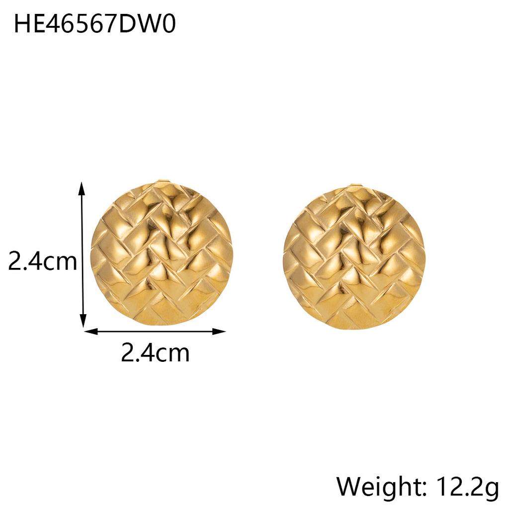 CARLIDANA Geometric Textured Waterproof Gold Plated Conch Spiral Stainless Steel Jewelry Heart Earrings Tiger Eyes Stone Woman