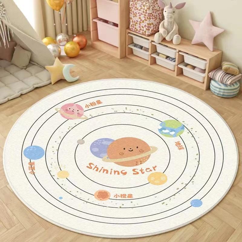 Round Circle Soft Mat Cute Cartoon Bedroom Carpet Computer Chair Floor Rugs Living Room Sofa Swivel Chair Mat Foot Pad Kids Love