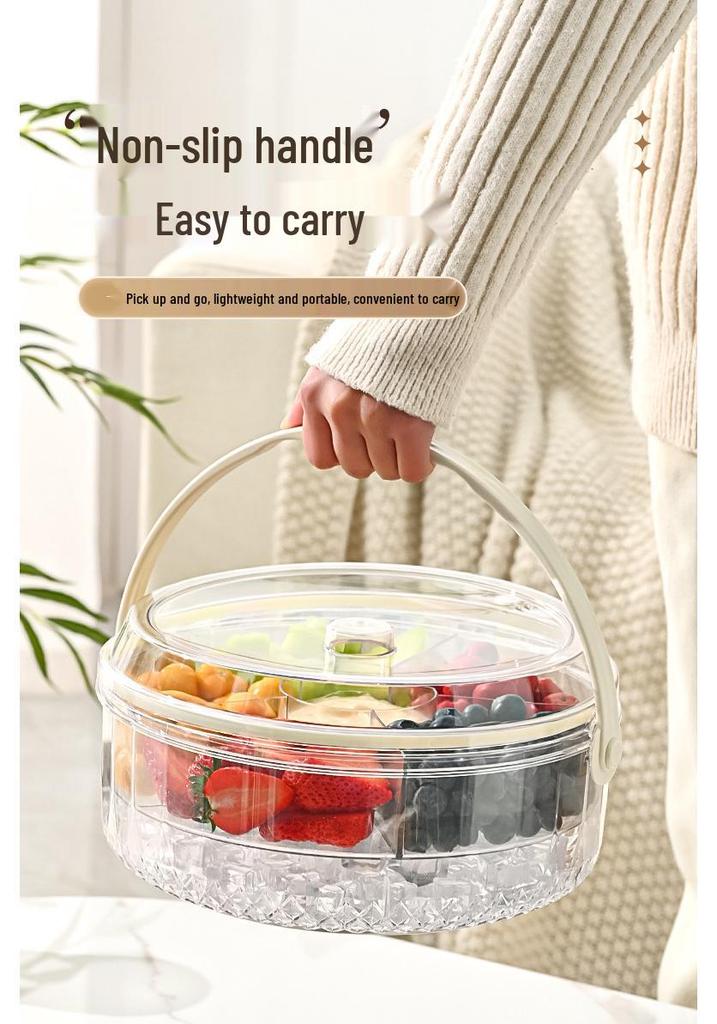 Portable Fruit Storage Bowl with Compartments and Lid