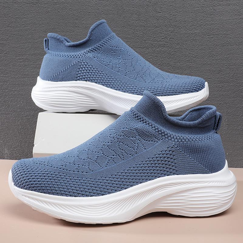 

Кроссовки женские летние прогулочные повседневные женские туфли дышащие плетеные кроссовки поставка больших размеров новые носки обувь 42 синий