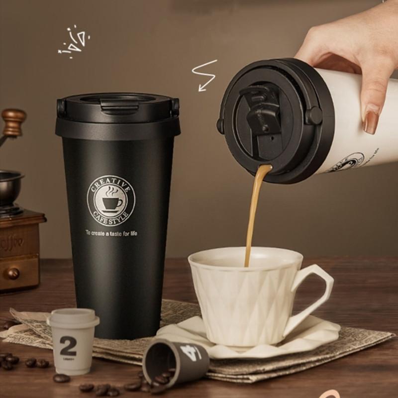 500ml Double Stainless Steel Coffee Thermal Mug Seal Leak-Proof Tea Beer Cup Travel Water Bottle Car Vacuum Flask with Lids