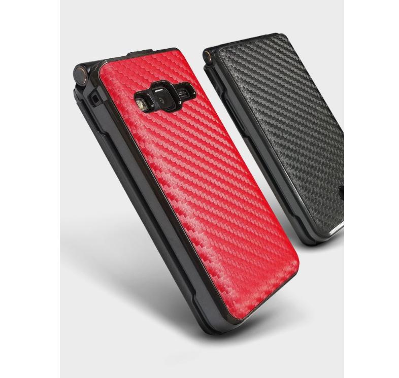 Samsung Galaxy Folder2 Hülle Cover Farbe Hart für SM-G160N G165N Carbonmuster