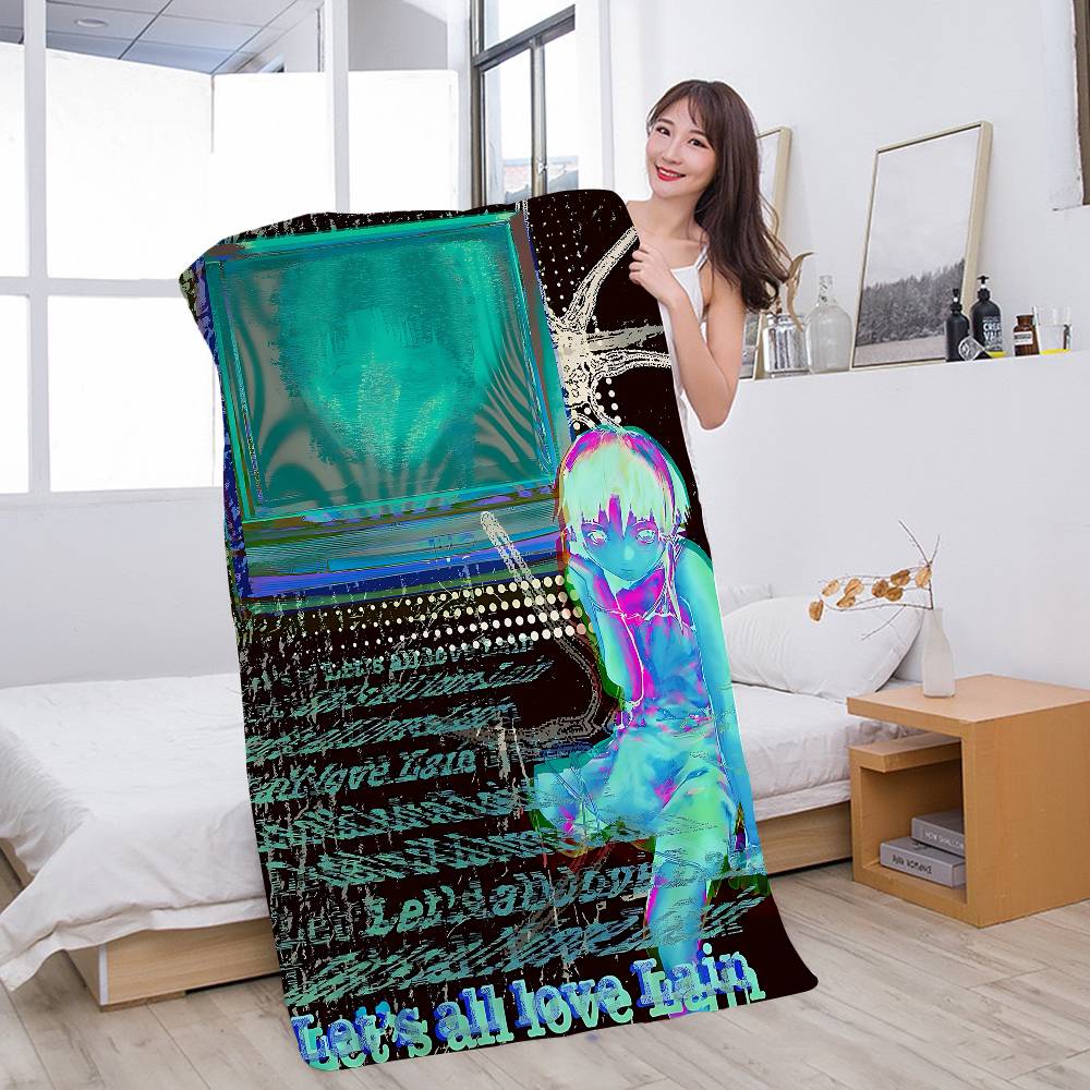 Serial Experiments Lain Anime Bath Towel Microfiber Soft Water Absorbing Breathable For Girl Kids Decorative Cartoon Beach