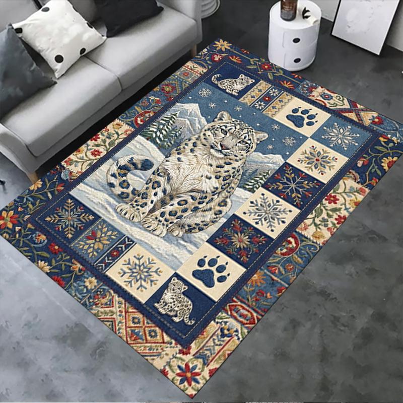 

2025 New Snow Leopard Animal Carpet Rug for Living Room Bedroom Home Sofa Decoration,Kids play Non-slip Floor Mat124 40x60cm( 15x23in )