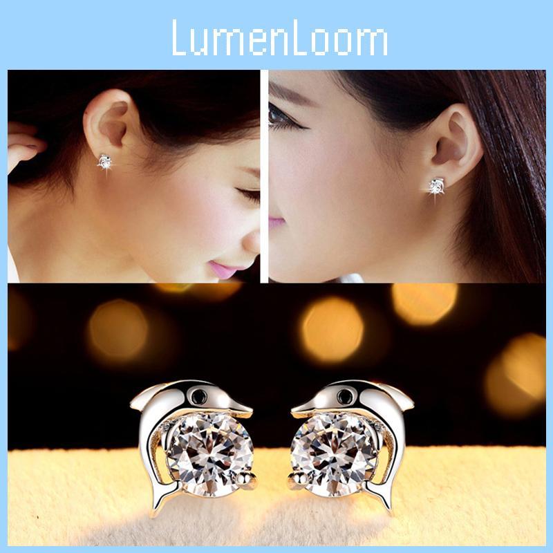 Exquisite Ladies Dolphin's Love Rhinestone Ear Stud Earrings With Timeless Design