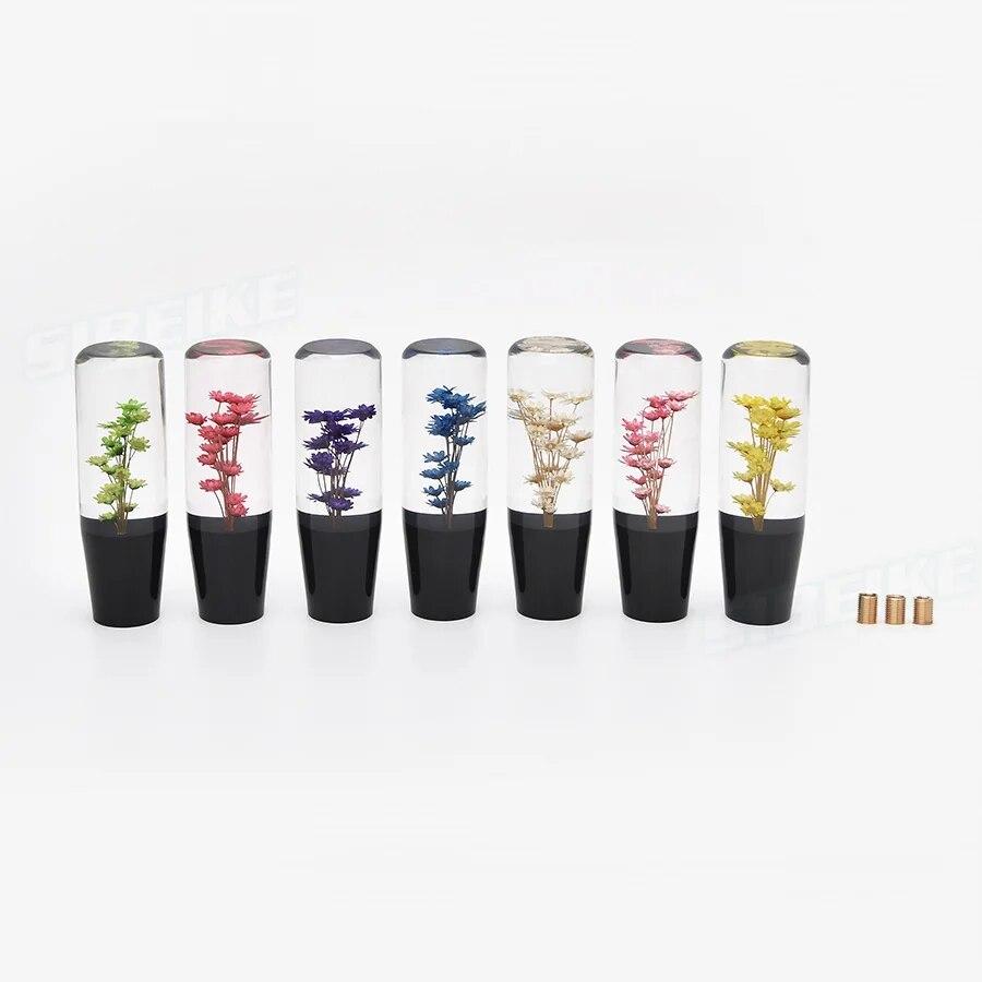 Universal 15CM Car Manual Shifter Head Shift Knob Stick Crystal Transparent Flower Gear Shift Knob