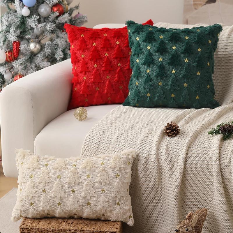 Christmas Hug Pillow Cover Solid Color Quilted Plush Modern Simple Hug Pillow Living Room Sofa Detachable Washable Back Cushion
