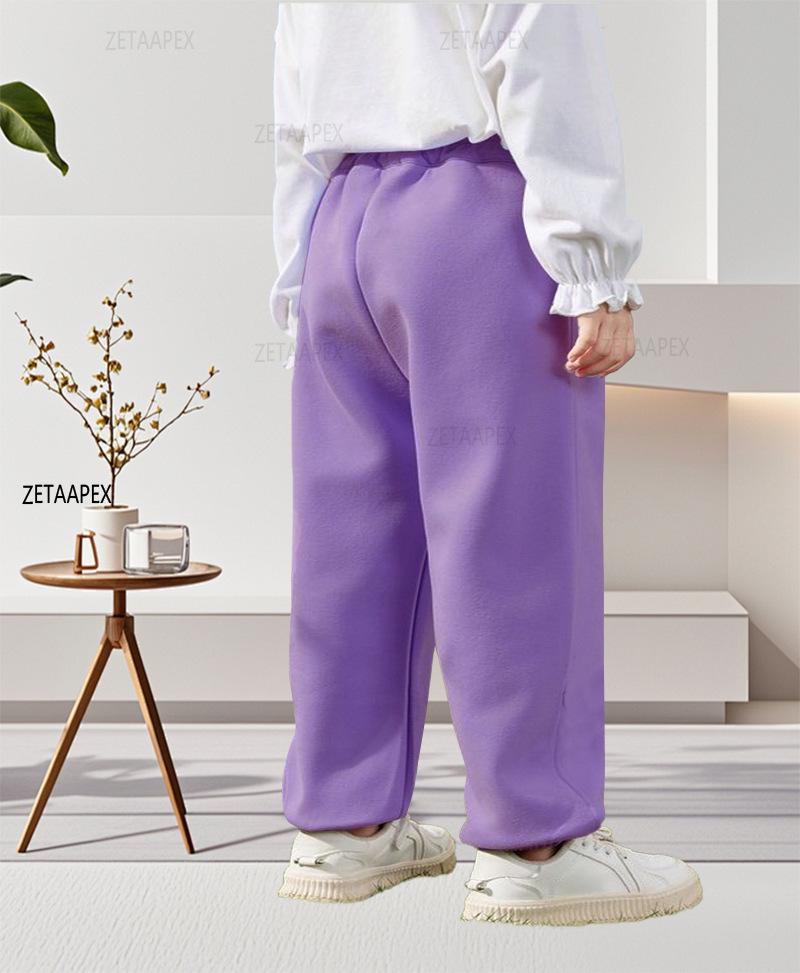 Plus Size Girls' Casual Fleece Sweatpants - Loose Fit for Spring and Fall