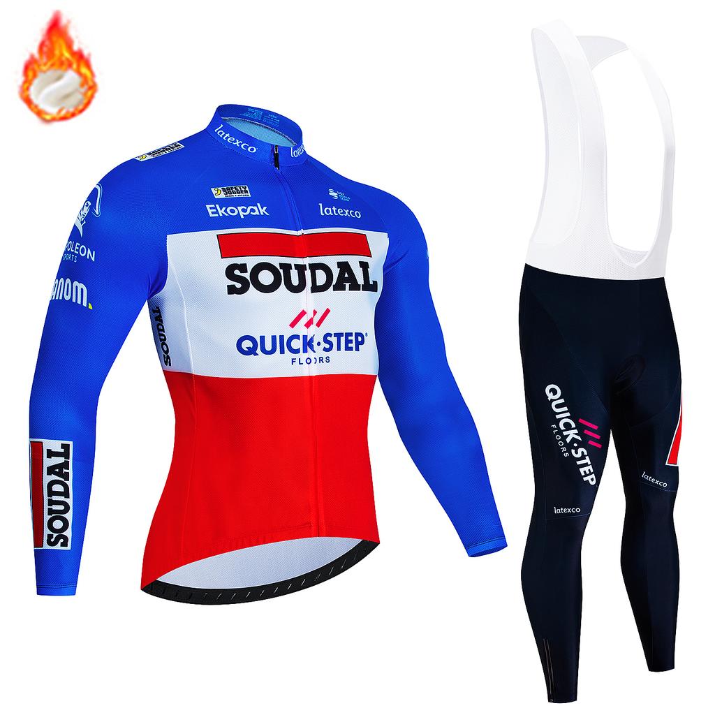 2026 Soudal Quick Step Men Winter Cycling Jersey Set Thermal Fleece Clothing Mountian Bike Bicycle Clothes Ropa Maillot Ciclismo