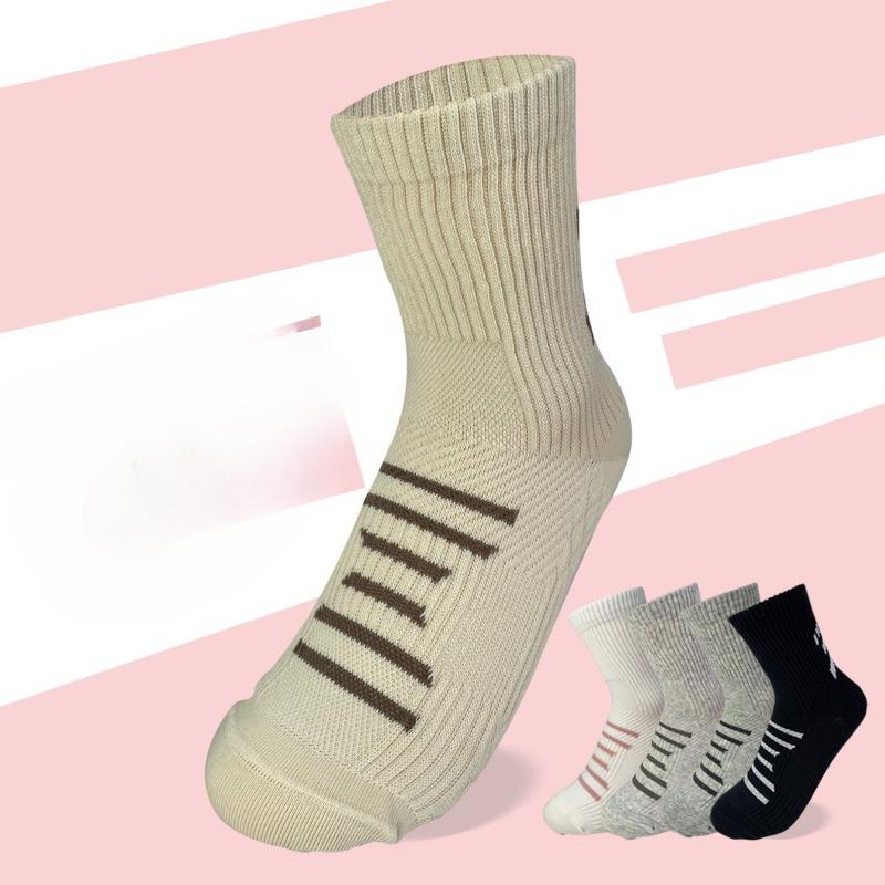 5 Pairs of Sports Socks: Women's Mid-calf Running Socks for Autumn and Winter, Massage Soles, Boneless Sweat-absorbing Women's Basketball Socks
