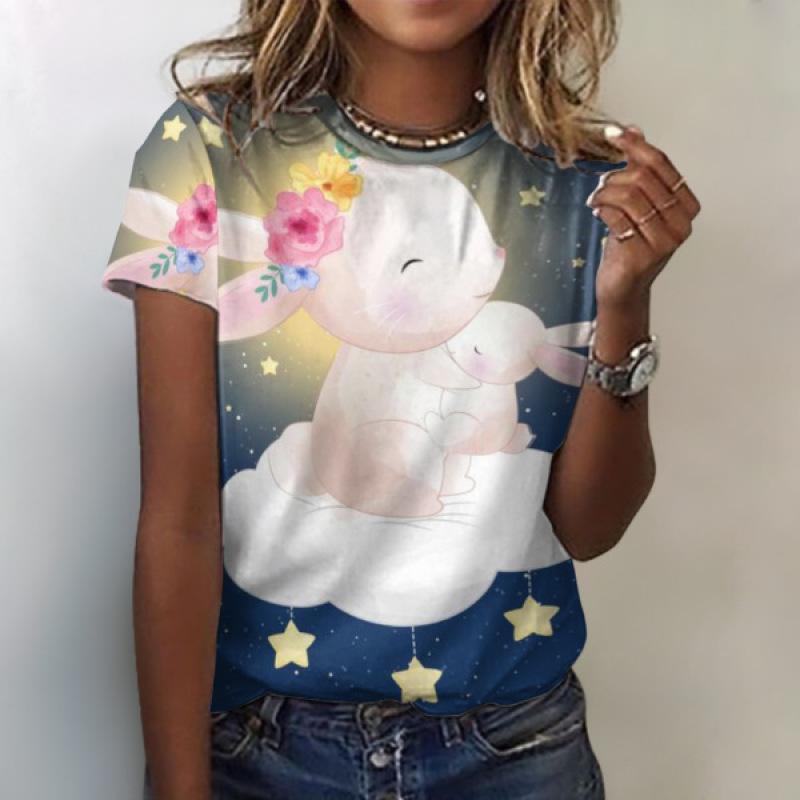 Женская футболка с 3D принтом кота и летним элементом — фото 11