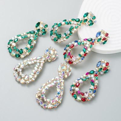 Orecchini Pendenti Retrò da Donna in Lega di Acciaio al Titanio, Orecchini Pendenti con Ciondolo, Acrilico Colorato, Cristallo di Vetro Ovale Geometrico, Ornamenti per Orecchie