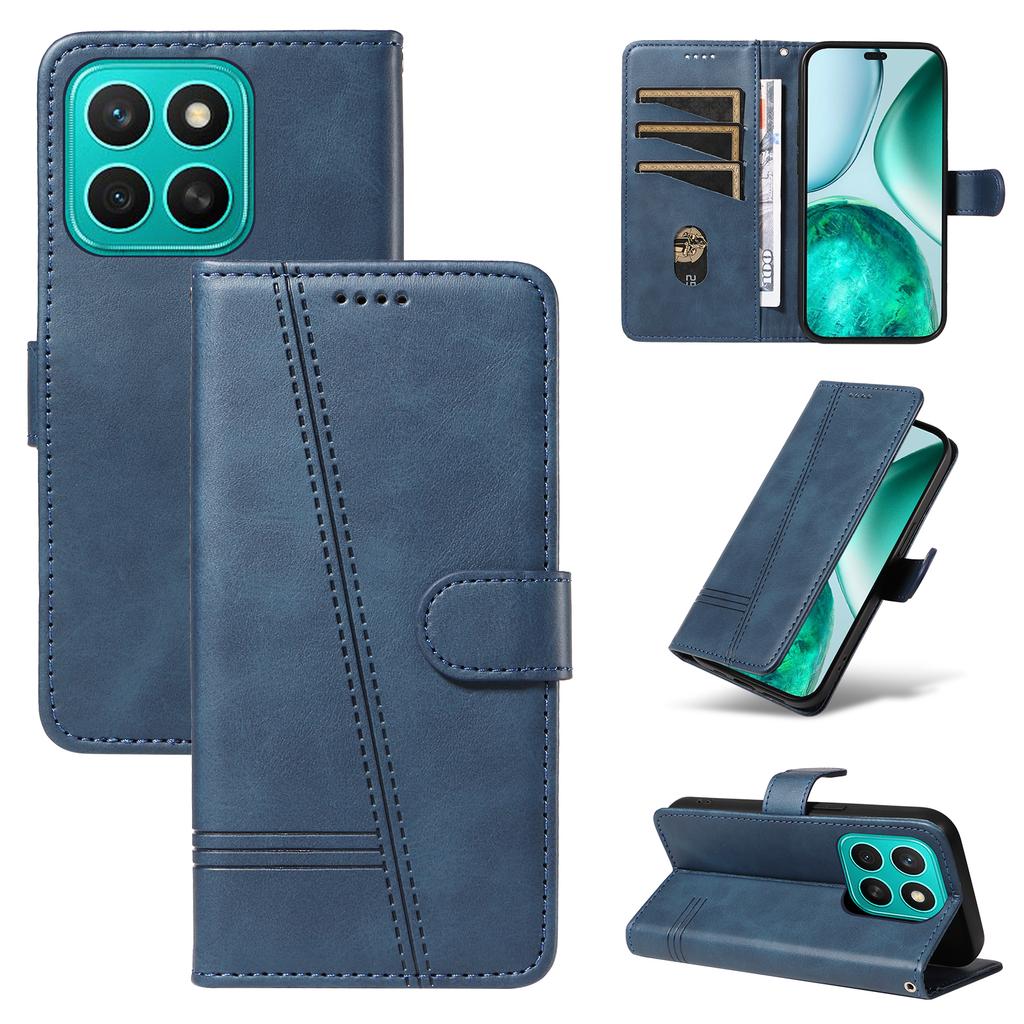 For Honor X8c 4G Wallet Case T-Shape Lines Leather Phone Cover Stand