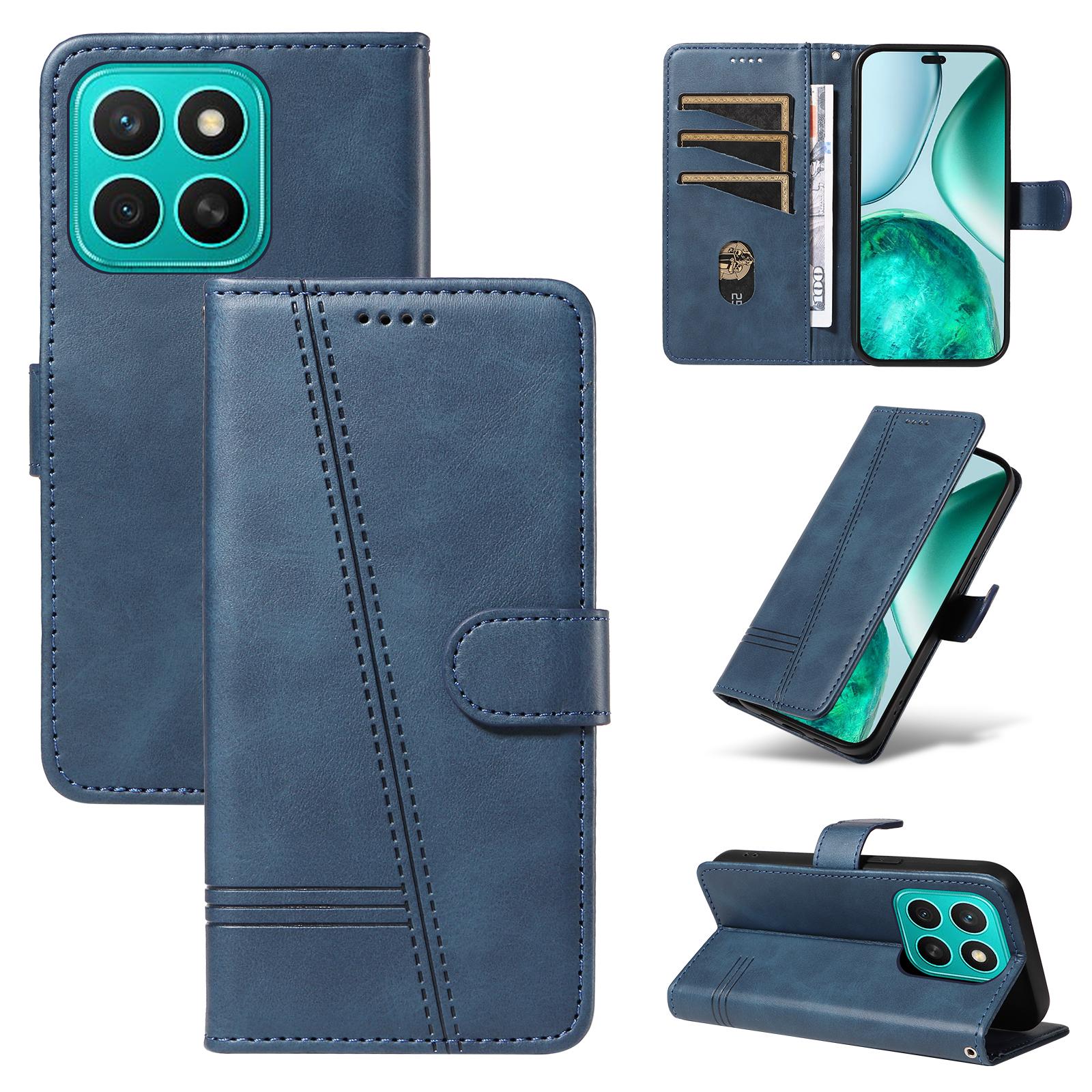 

For Honor X8c 4G Wallet Case T-Shape Lines Leather Phone Cover Stand C