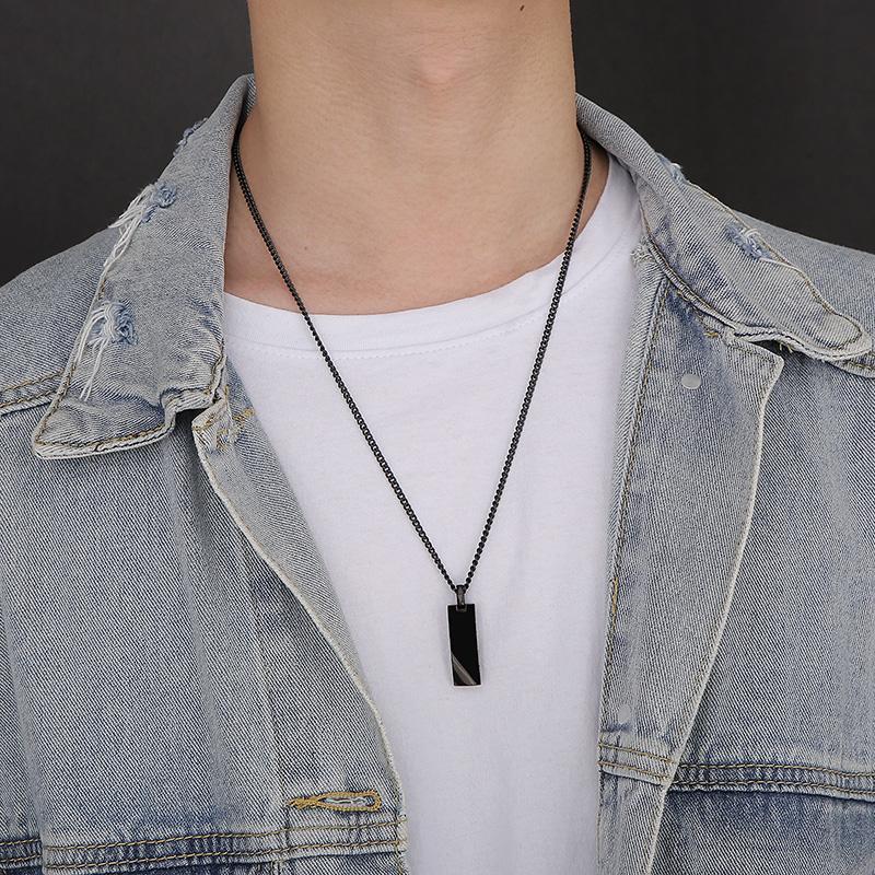 Rock Vintage Stylish Simplicity Trendy Pendant Necklace for Men Hip Hop Thick Stainless Steel Jewelry High Polished Golden