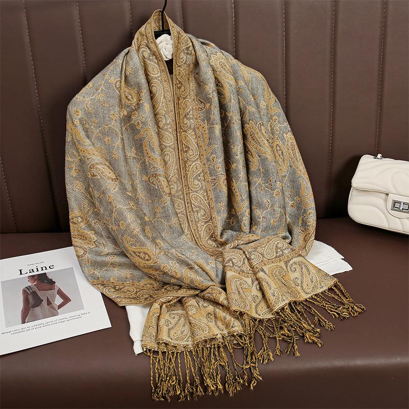 Paisley Pashmina Jacquard Scarf Luxury Women Cashew Printed Silky Shawl Wrap Flowers Borders Winter Warm Echarpe Female Foulard