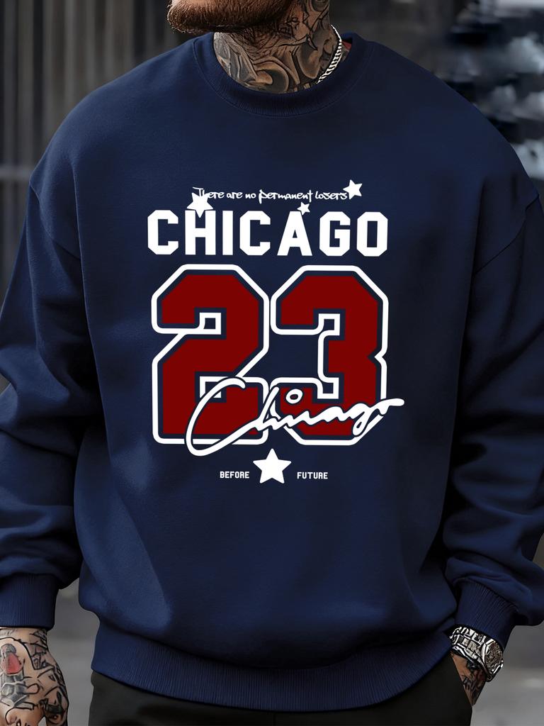 Trendy Hip Hop Streetwear Chicago Number 23 Jersey Prints Male Sweatshirt Crewneck Autumn Clothes Casual Pullover